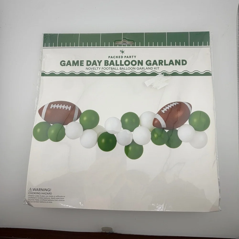 Green & White Football Balloon Garland Kit and Touchdown Balloons - Lot of 5
